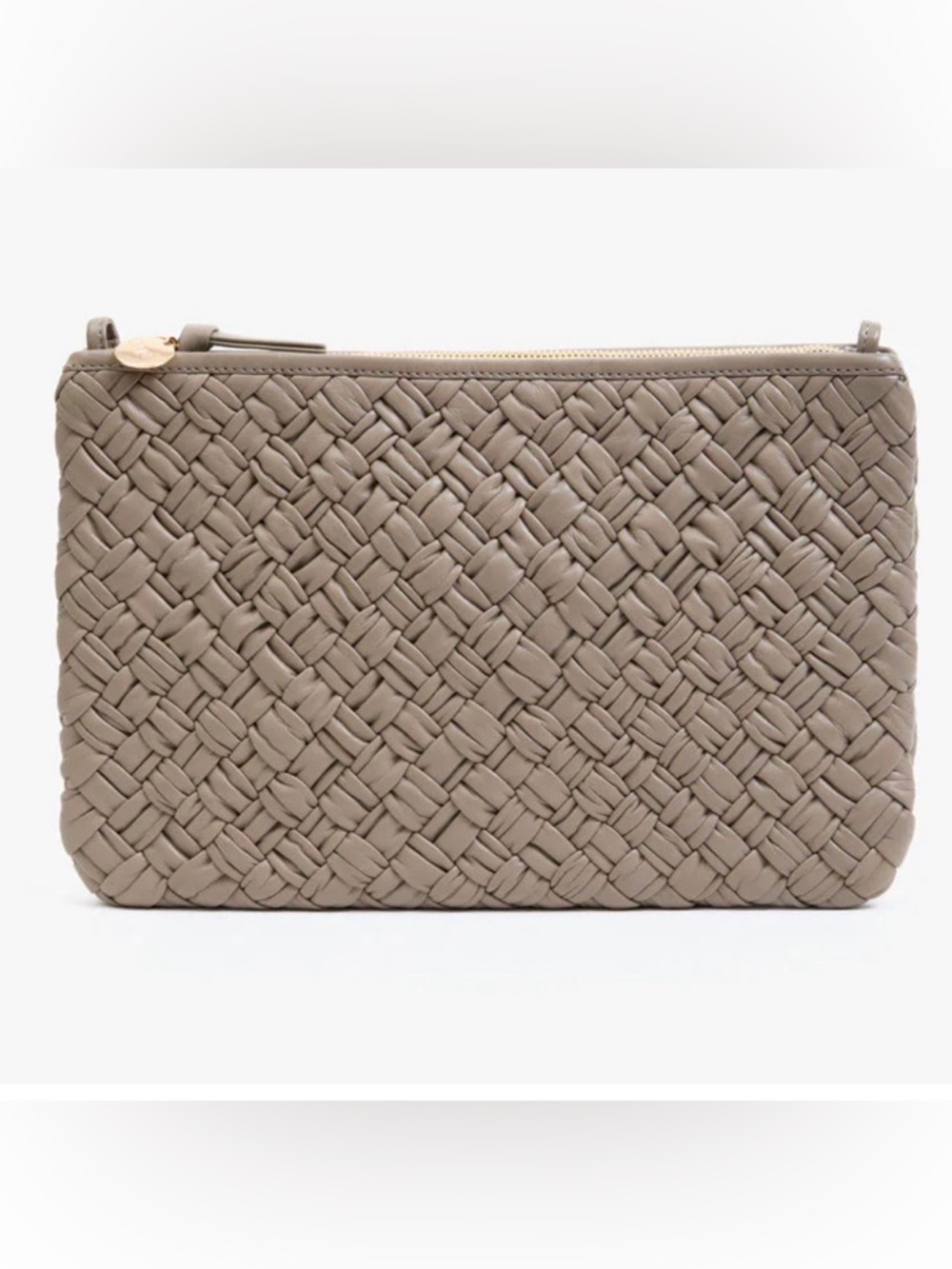 NWOT Clare V flat clutch with tabs puffy woven in dove gray